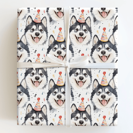 Happy Birthday Husky - Wrapping Paper - Aspen & Arlo