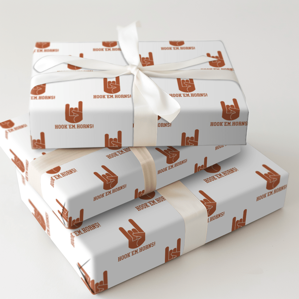 Hook Em Horns Cartoon - Wrapping Paper - Aspen & Arlo