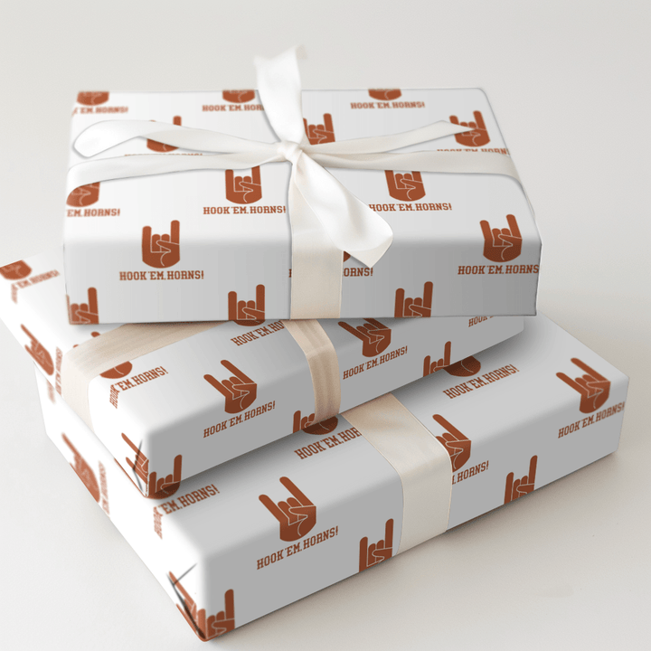 Hook Em Horns Cartoon - Wrapping Paper - Aspen & Arlo