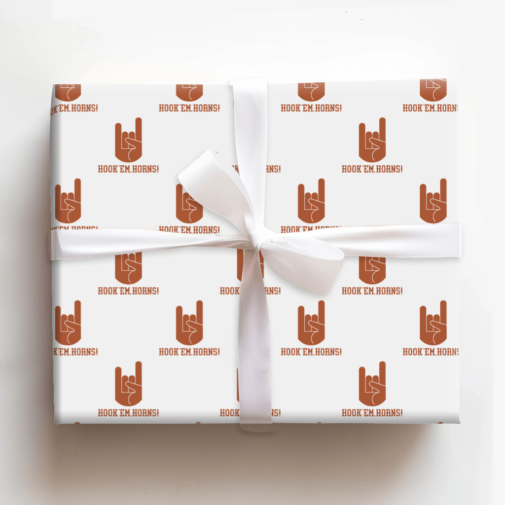 Hook Em Horns Cartoon - Wrapping Paper - Aspen & Arlo