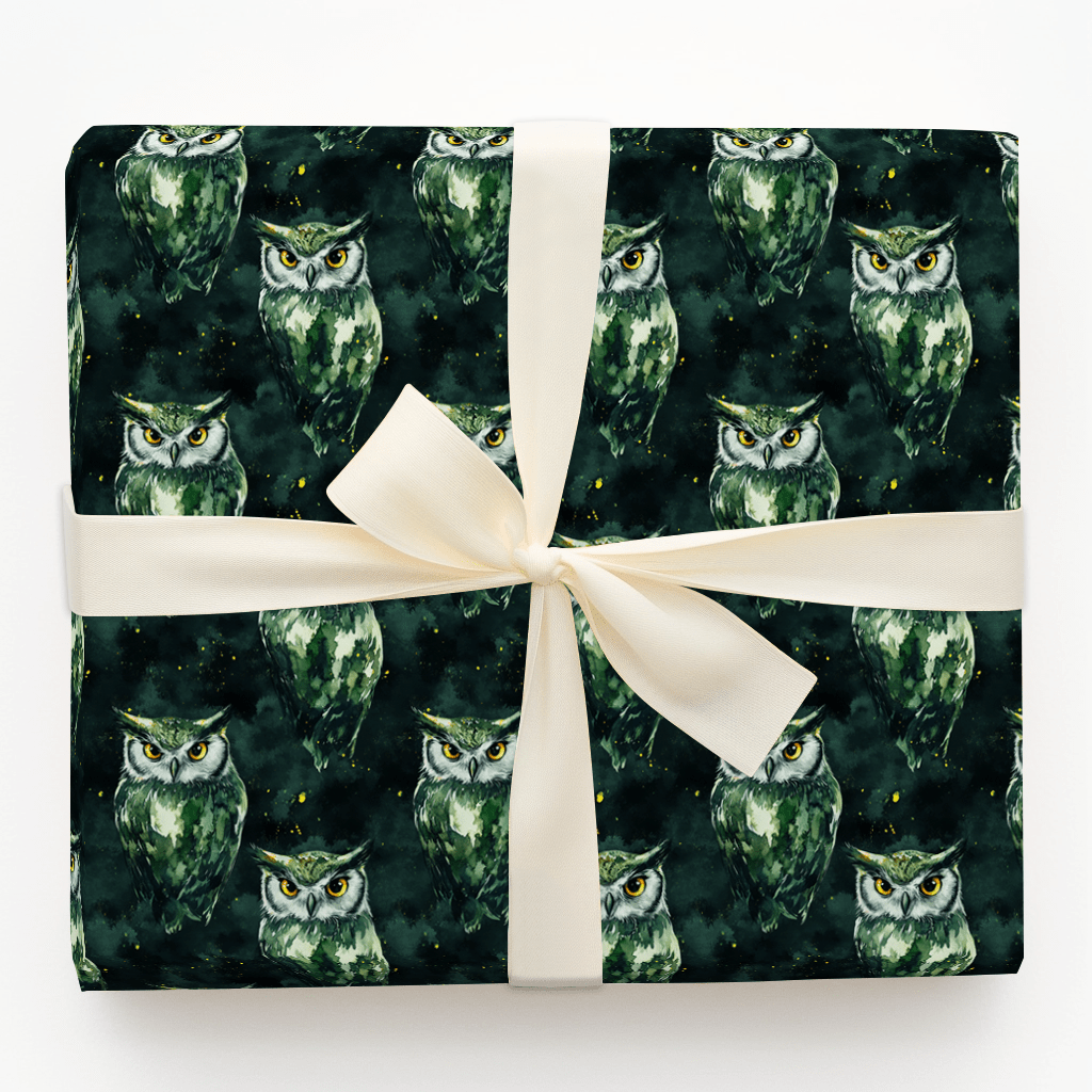 Hoot Green - Wrapping Paper - Aspen &amp; Arlo