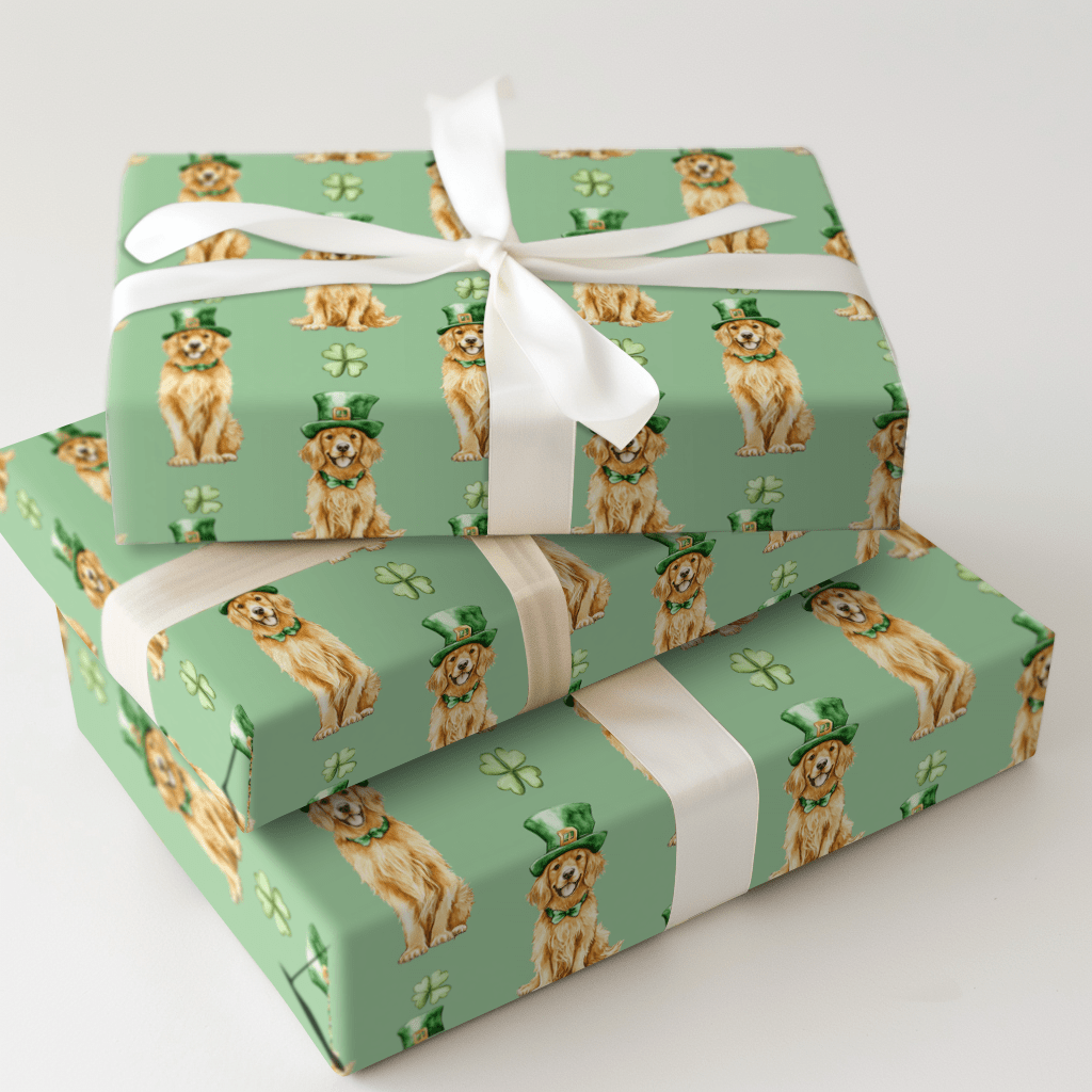 Leprechaun Golden Retriever - Wrapping Paper - Aspen & Arlo
