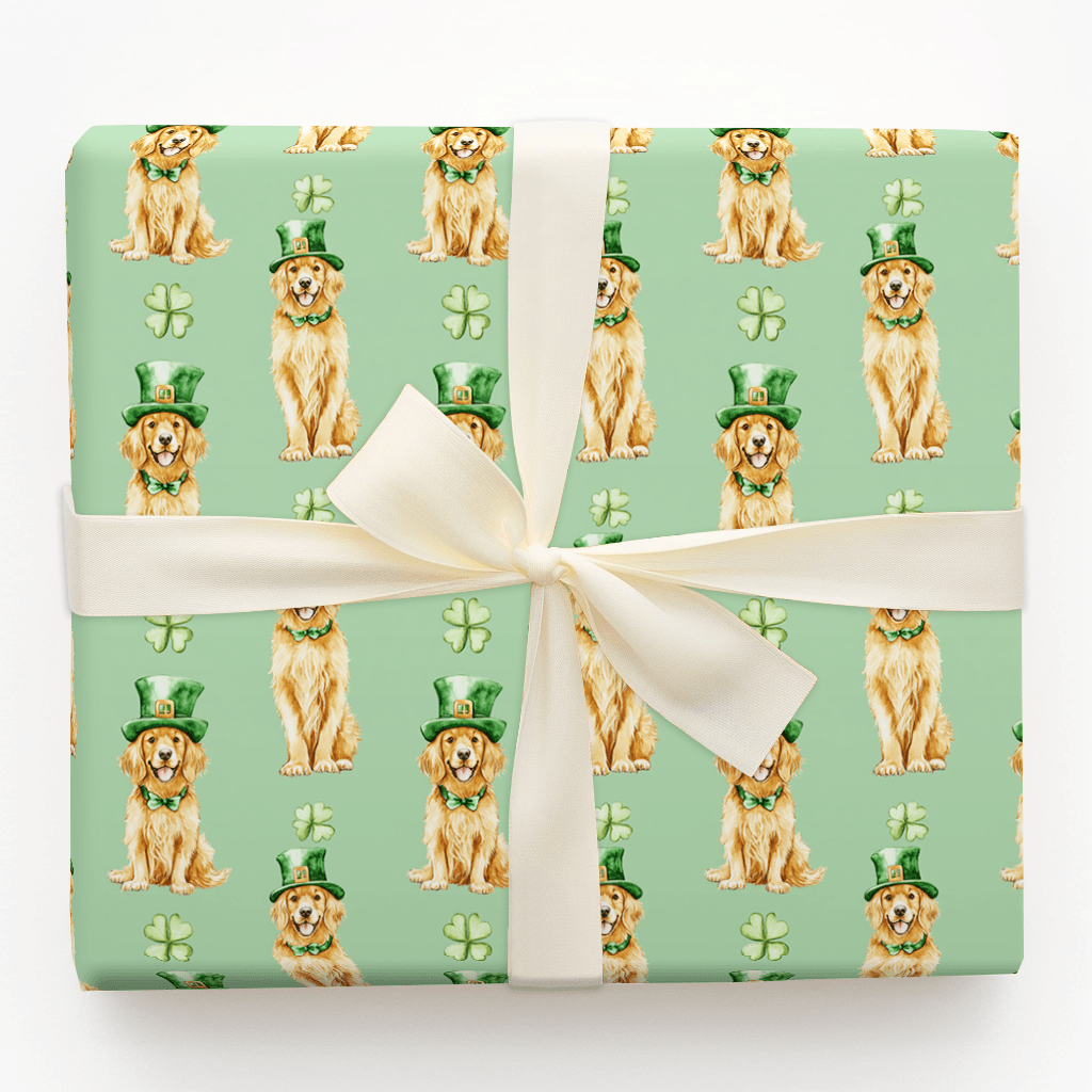 Leprechaun Golden Retriever - Wrapping Paper - Aspen & Arlo