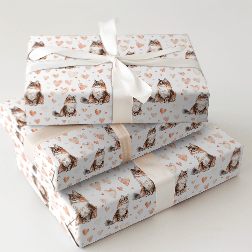 Maine Coon Valentine - Wrapping Paper - Aspen & Arlo