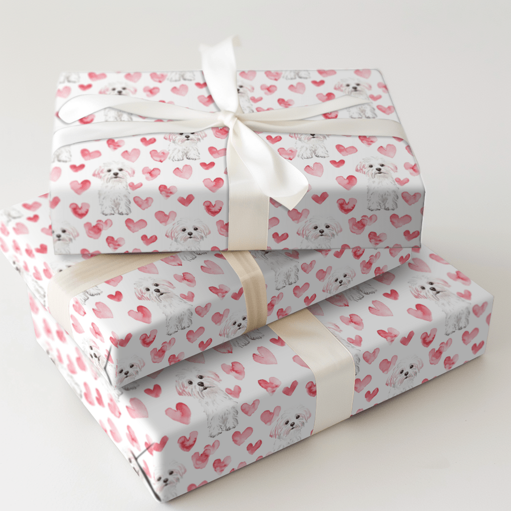 Maltese Valentine - Wrapping Paper - Aspen & Arlo