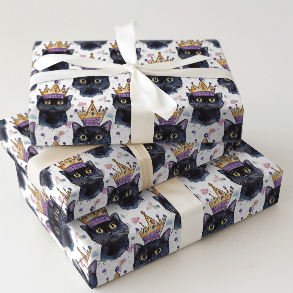Mardi Gras Black Cat - Wrapping Paper - Aspen & Arlo