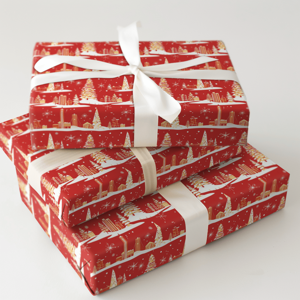 Mid-Century Holiday Wrapping Paper: Retro Christmas Gift Wrap