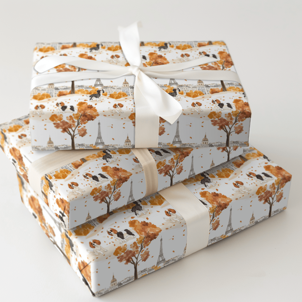 Paris with the Cavalier King Charles - Wrapping Paper - Aspen & Arlo