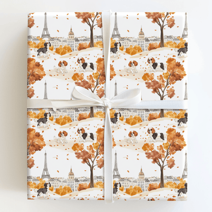 Paris with the Cavalier King Charles - Wrapping Paper - Aspen & Arlo