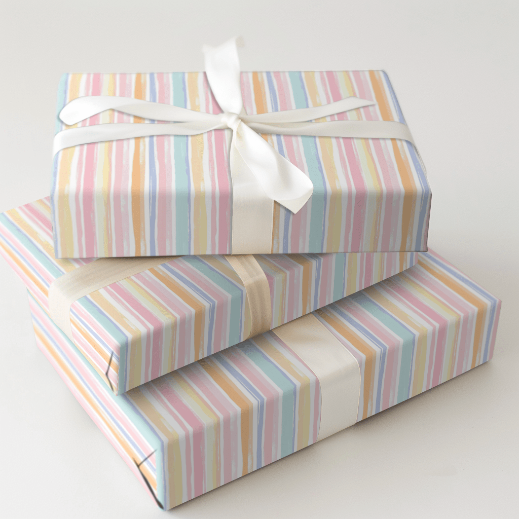 Pastel Stripes and Party Lights - Wrapping Paper - Aspen & Arlo