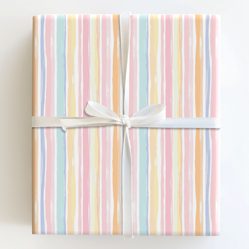 Pastel Stripes and Party Lights - Wrapping Paper - Aspen & Arlo