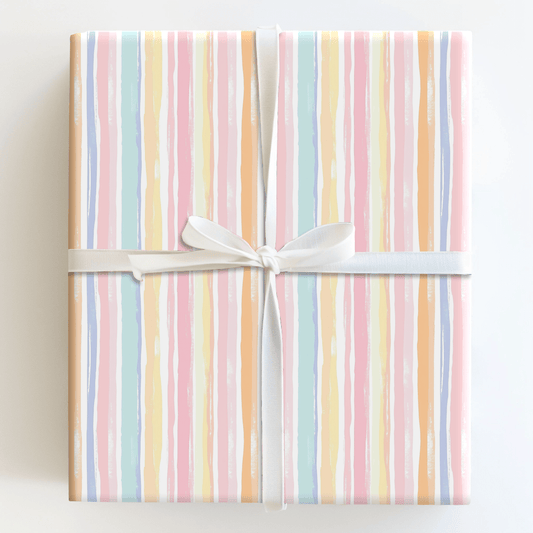 Pastel Stripes and Party Lights - Wrapping Paper - Aspen & Arlo