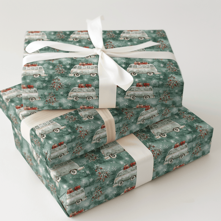 Peace and Love Christmas Bus - Wrapping Paper - Aspen & Arlo