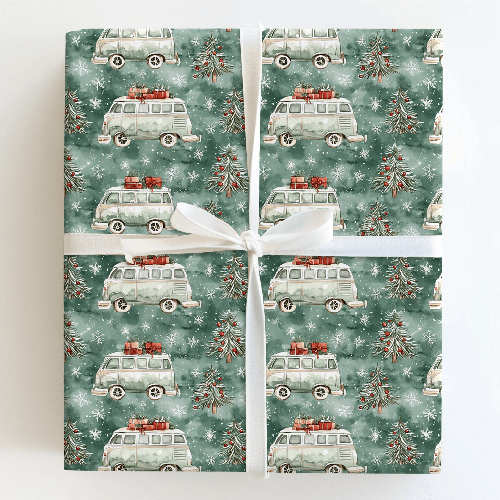 Peace and Love Christmas Bus - Wrapping Paper - Aspen & Arlo