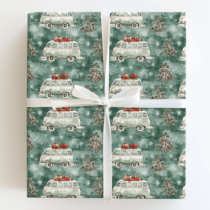 Peace and Love Christmas Bus - Wrapping Paper - Aspen & Arlo