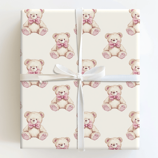 Pink Teddy - Wrapping Paper - Aspen & Arlo