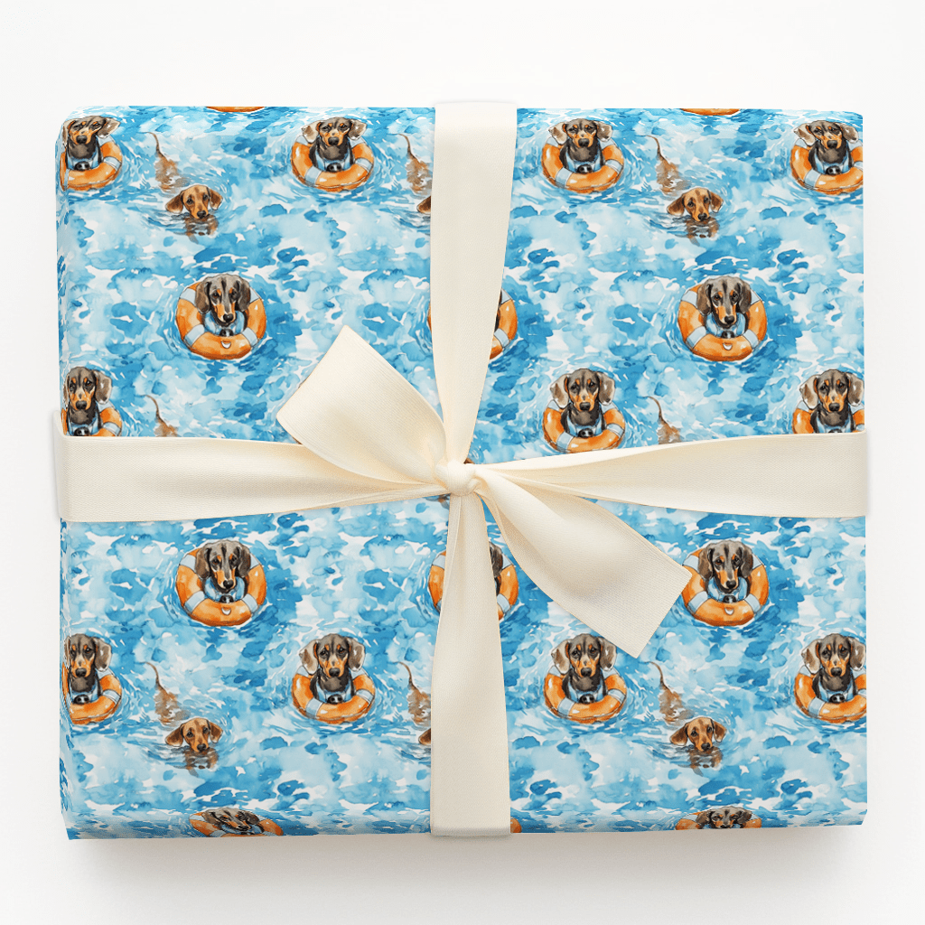 Pool Day with the Dachshunds - Wrapping Paper - Aspen & Arlo