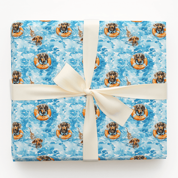 Pool Day with the Dachshunds - Wrapping Paper - Aspen & Arlo