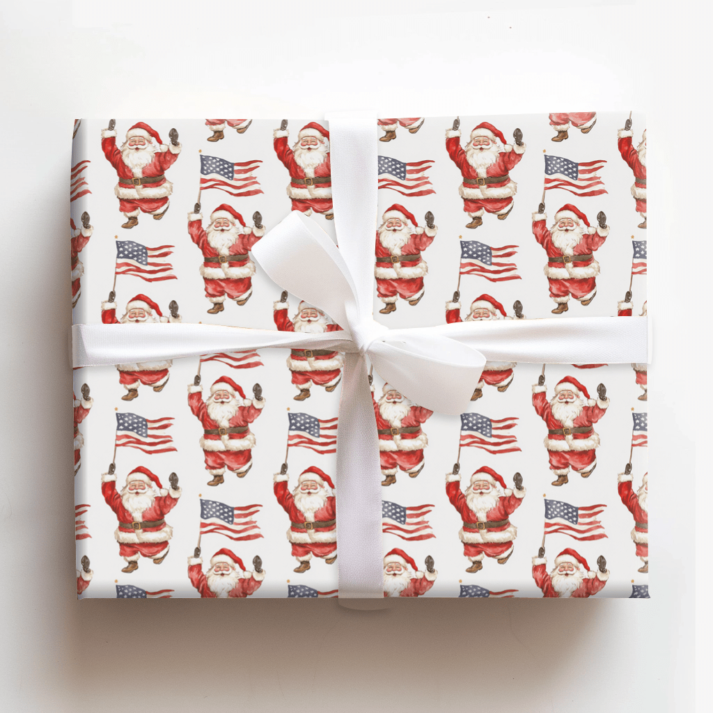 Spangled Spirit Santa - Wrapping Paper - Aspen & Arlo