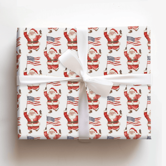 Spangled Spirit Santa - Wrapping Paper - Aspen & Arlo