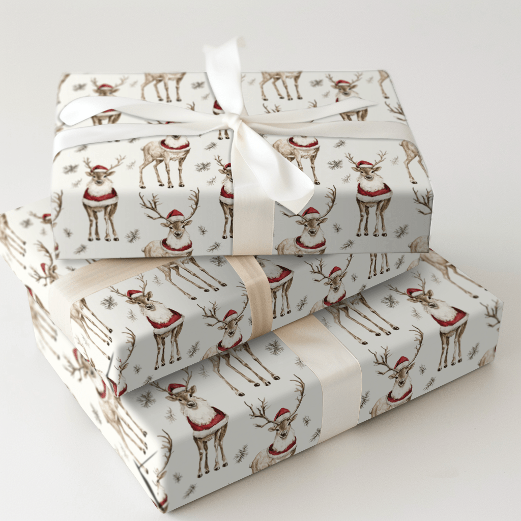 Santa Deer - Wrapping Paper - Aspen & Arlo