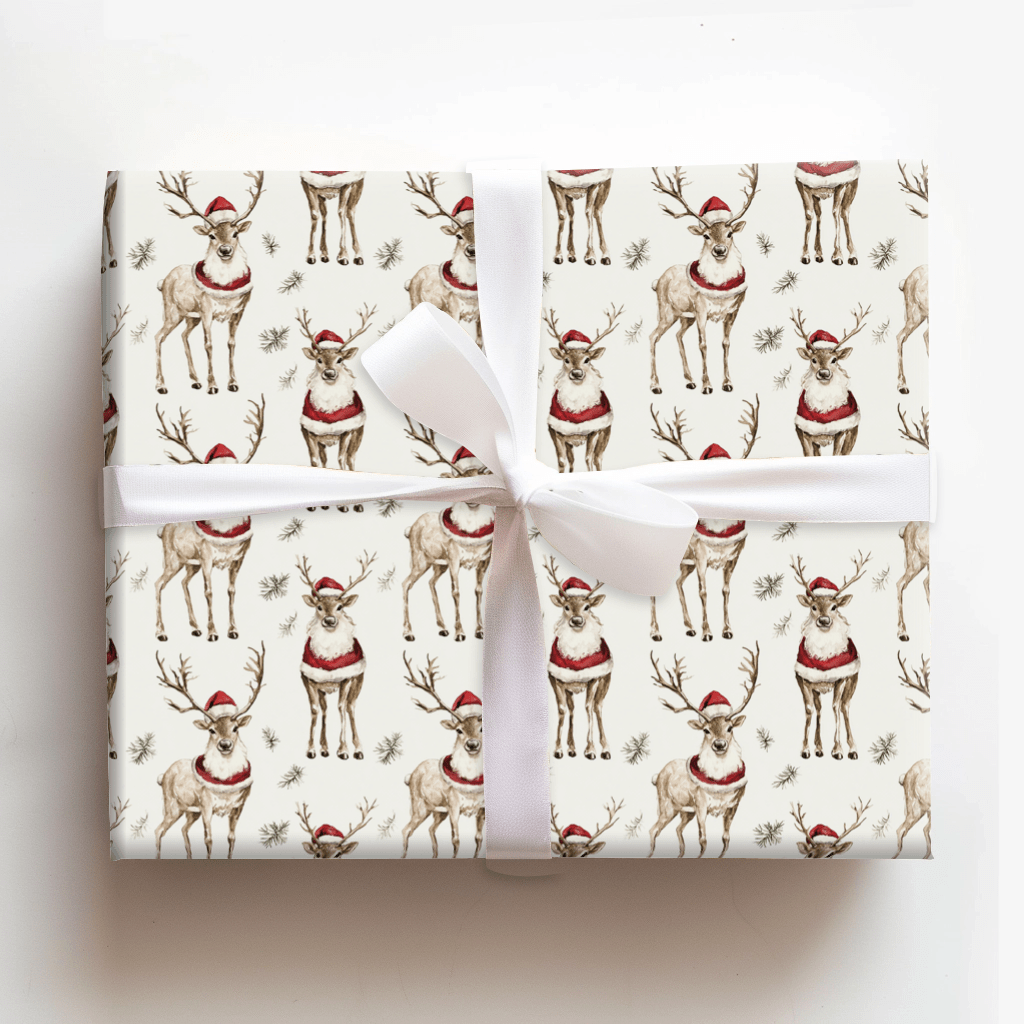 Santa Deer - Wrapping Paper - Aspen & Arlo