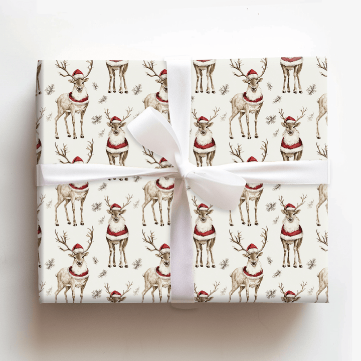 Santa Deer - Wrapping Paper - Aspen & Arlo