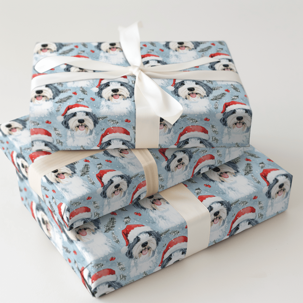 Sheepdog Sleighs It - Wrapping Paper - Aspen & Arlo