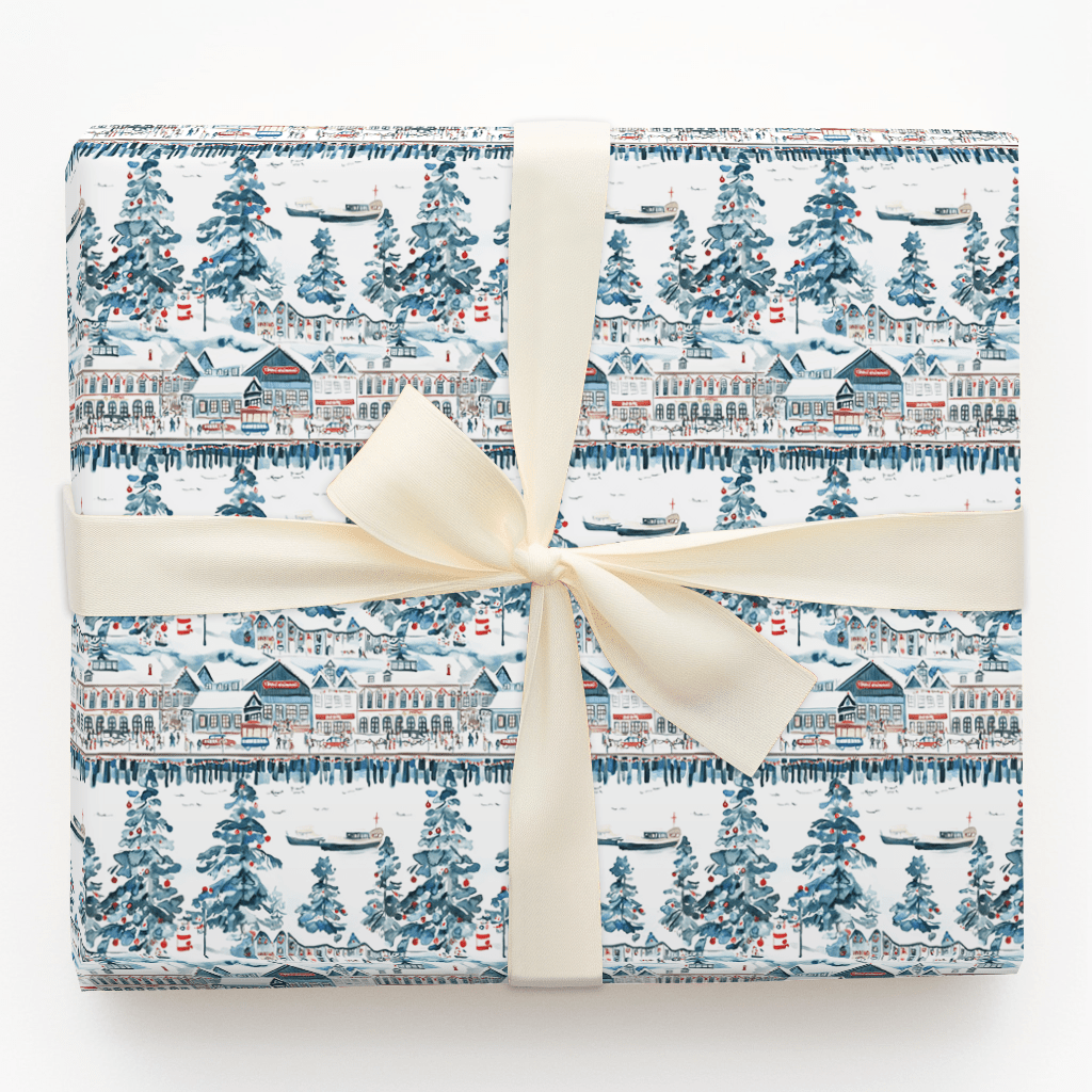 Snow at the Wharf - Wrapping Paper - Aspen & Arlo