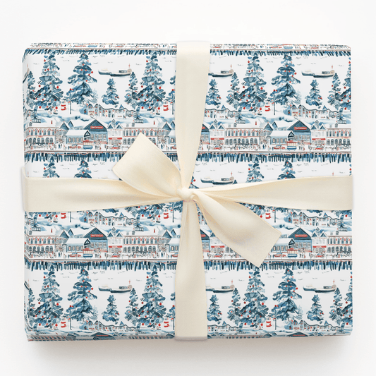 Snow at the Wharf - Wrapping Paper - Aspen & Arlo