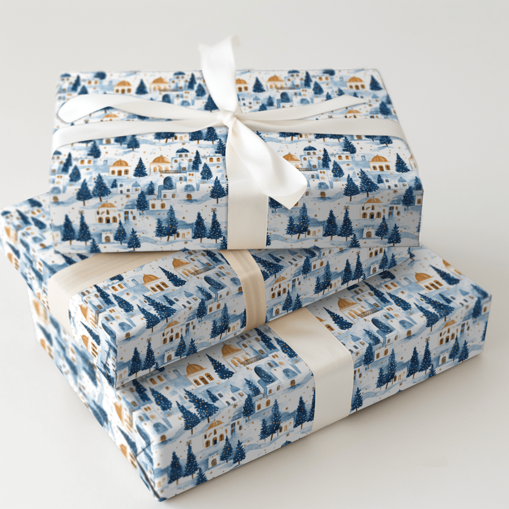 Snowfall in Santorini - Wrapping Paper - Aspen & Arlo