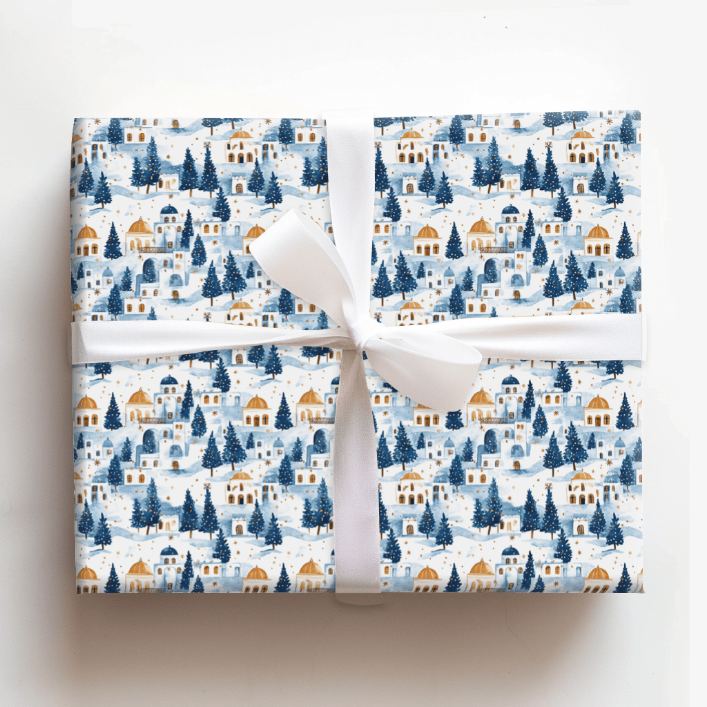 Snowfall in Santorini - Wrapping Paper - Aspen & Arlo