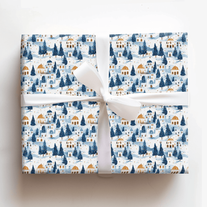 Snowfall in Santorini - Wrapping Paper - Aspen & Arlo
