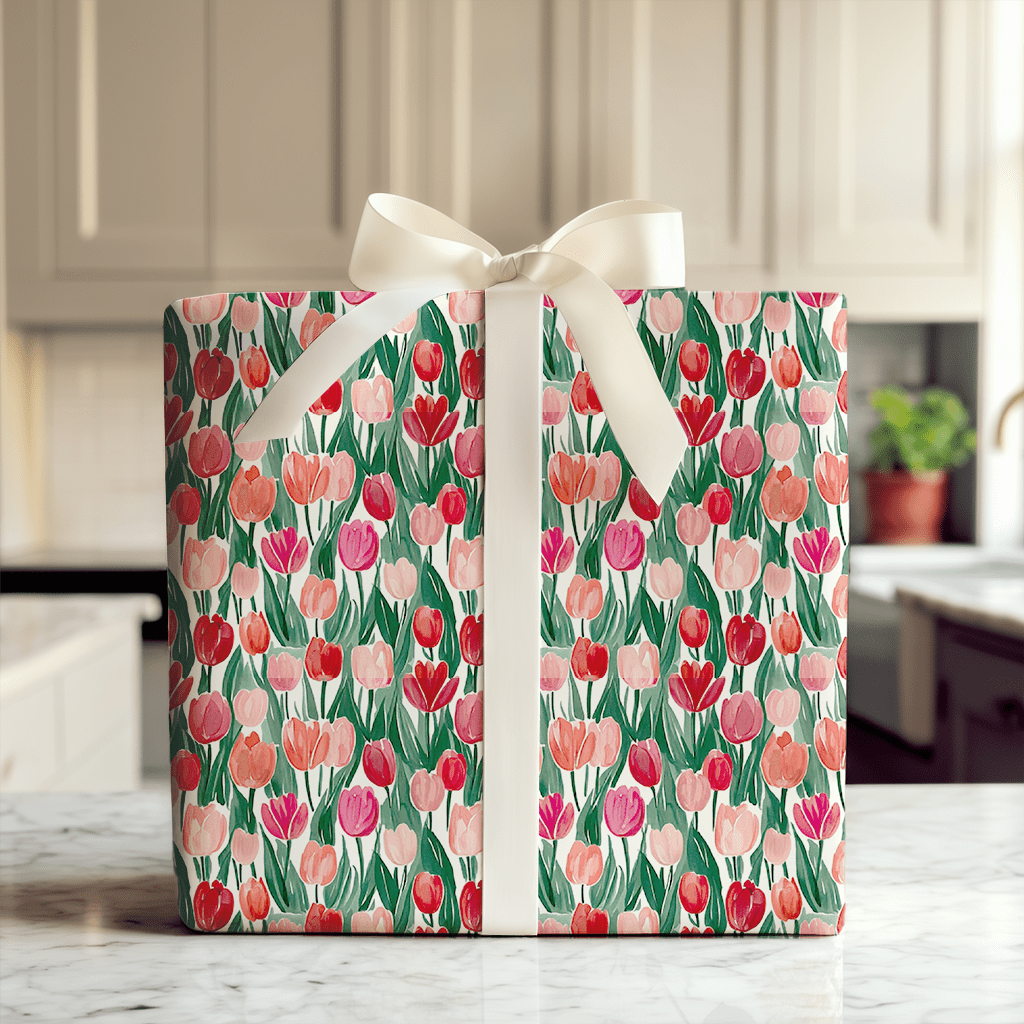 Somebunny Loves Pink Tulips - Wrapping Paper - Aspen & Arlo