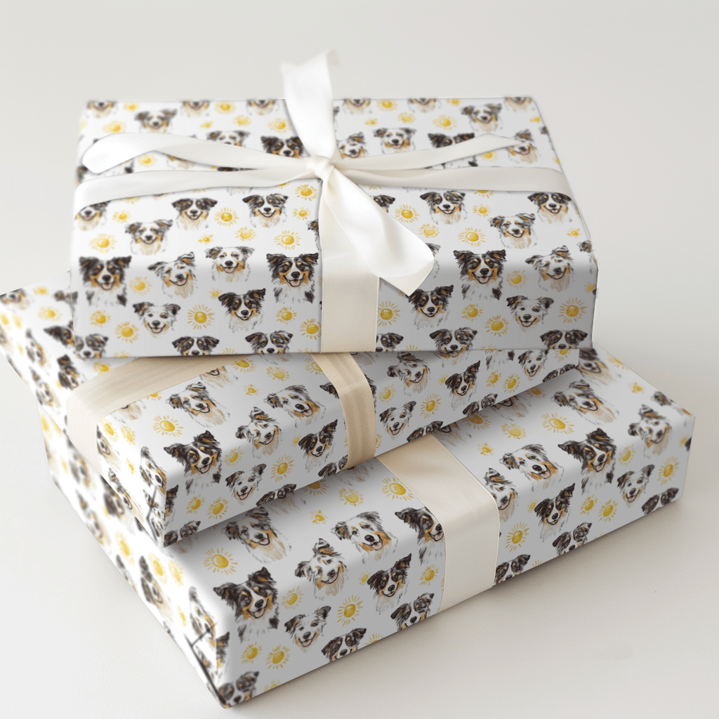 Sunny Day with the Australian Shepherd - Wrapping Paper - Aspen & Arlo