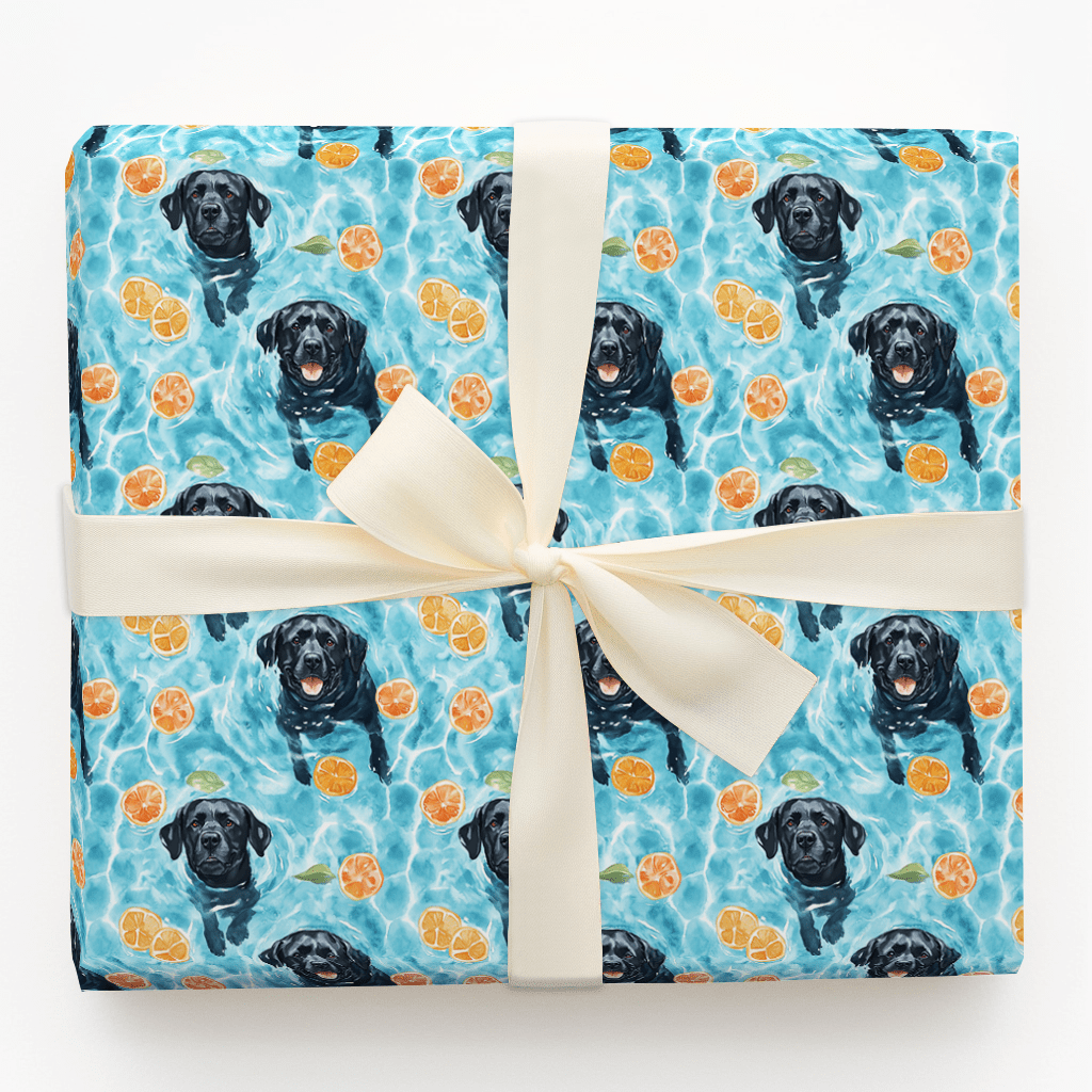 Swimming with the Black Lab - Wrapping Paper - Aspen & Arlo