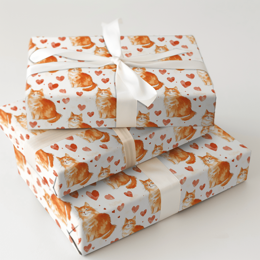 Tabby Cat Valentine - Wrapping Paper - Aspen & Arlo