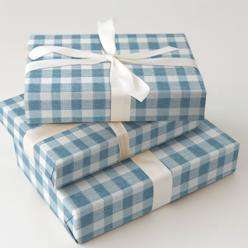 Vintage Check of Blue - Wrapping Paper - Aspen & Arlo
