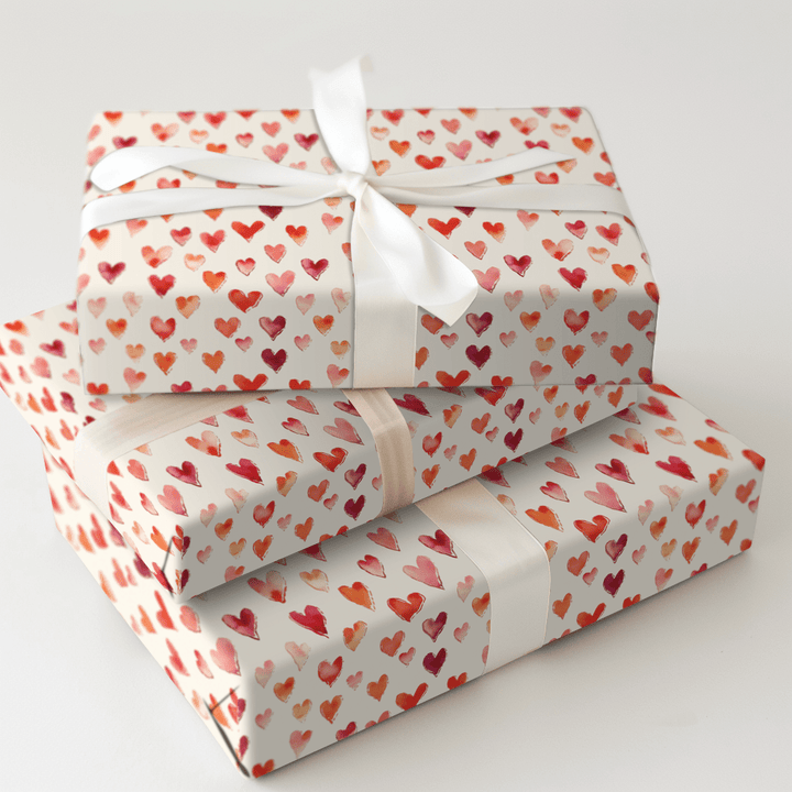 Watercolor Hearts - Wrapping Paper - Aspen & Arlo
