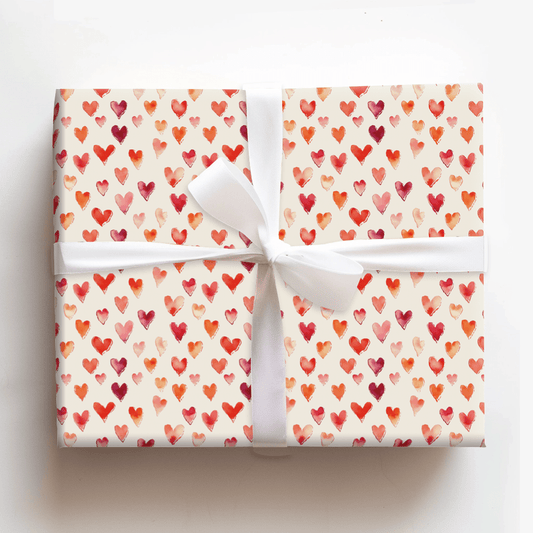 Watercolor Hearts - Wrapping Paper - Aspen & Arlo