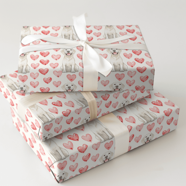 White Lab Valentine - Wrapping Paper - Aspen & Arlo