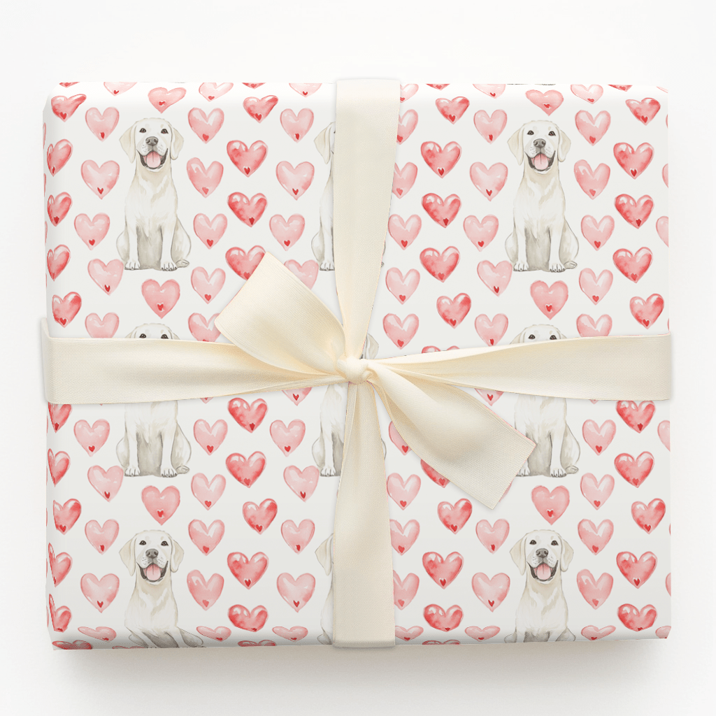 White Lab Valentine - Wrapping Paper - Aspen & Arlo