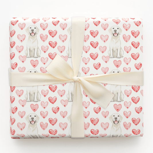 White Lab Valentine - Wrapping Paper - Aspen & Arlo