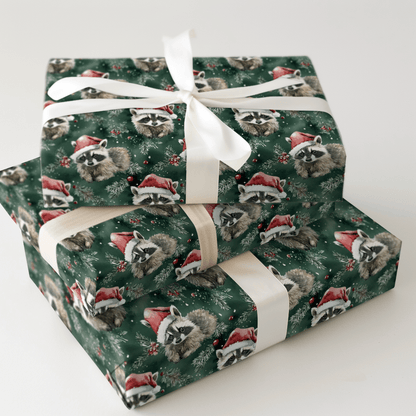 Santa's Racoon - Wrapping Paper - Aspen & Arlo