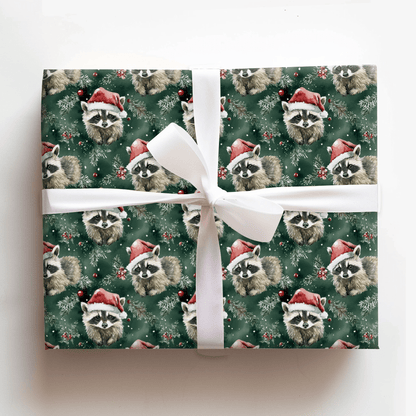 Santa's Racoon - Wrapping Paper - Aspen & Arlo