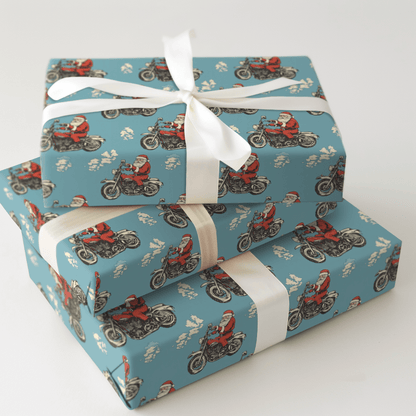 Biker Santa - Wrapping Paper - Aspen & Arlo