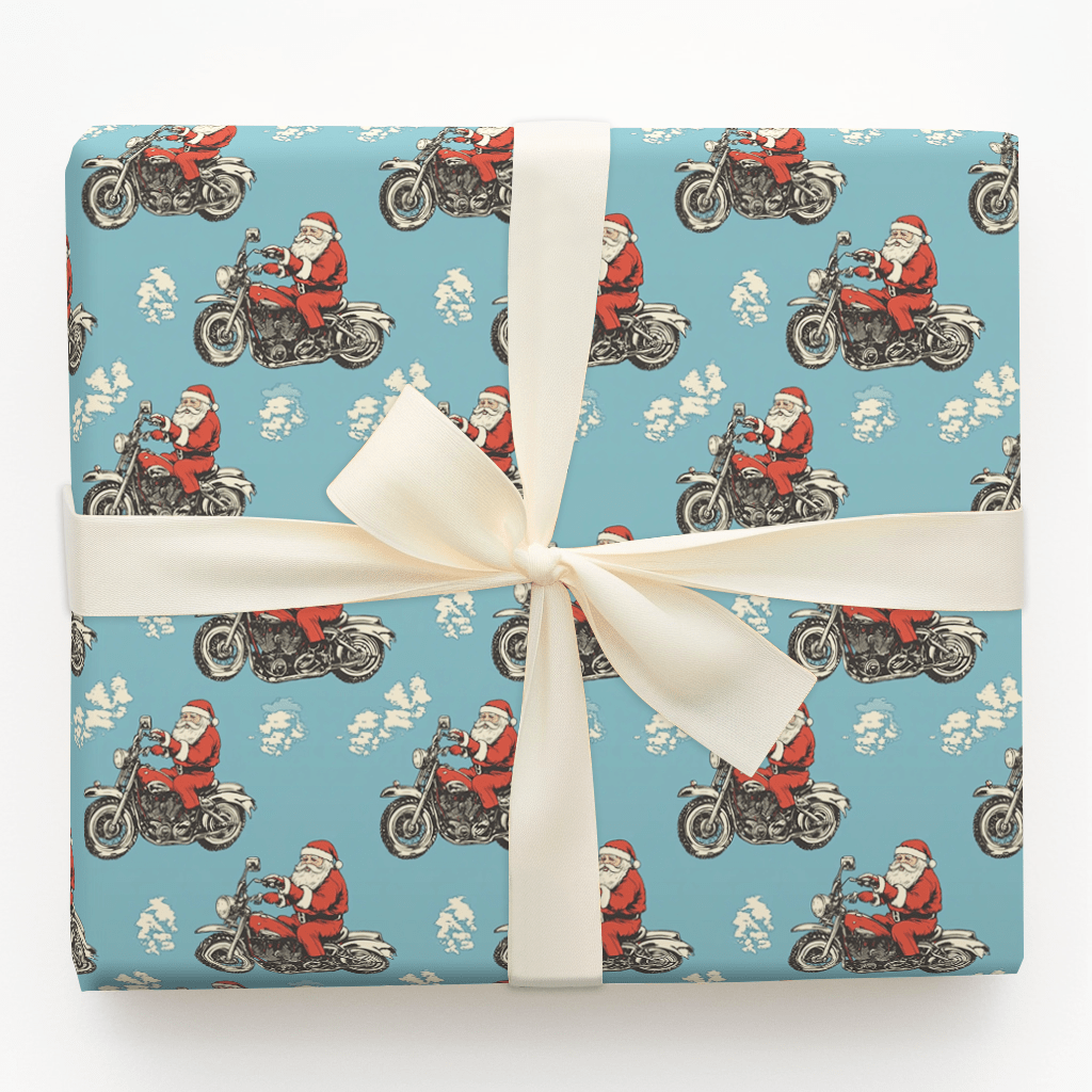 Biker Santa - Wrapping Paper - Aspen & Arlo