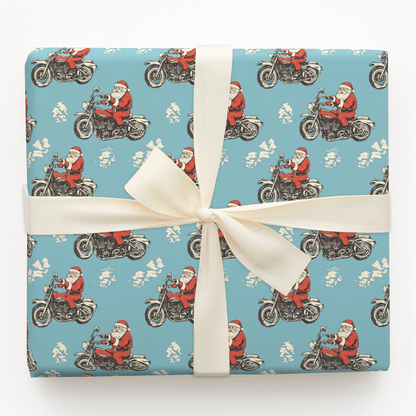 Biker Santa - Wrapping Paper - Aspen & Arlo