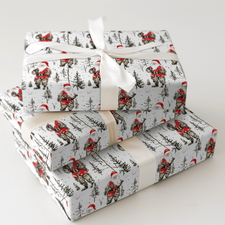 Snow Hunt Santa - Wrapping Paper - Aspen & Arlo