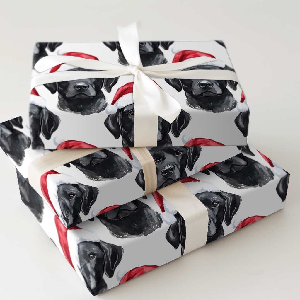 Black Lab Santa - Wrapping Paper - Aspen & Arlo